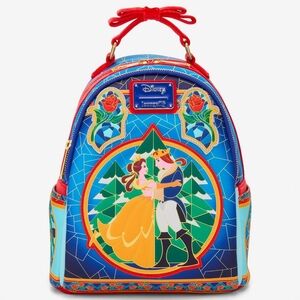 Loungefly Disney Stained Glass Beauty & The Beast Crossbody Convertible Backpack